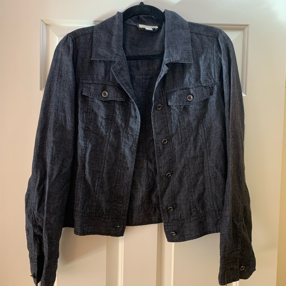 Dark Gray Linen Utility Jacket